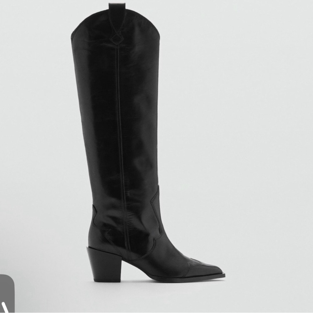 Mango Black Leather Boots - Picture 7 of 13